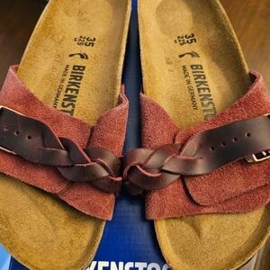 Birkenstock Suede Sandals Oita Braided Strap, Zinfandel Color.  Size 35, Narrow